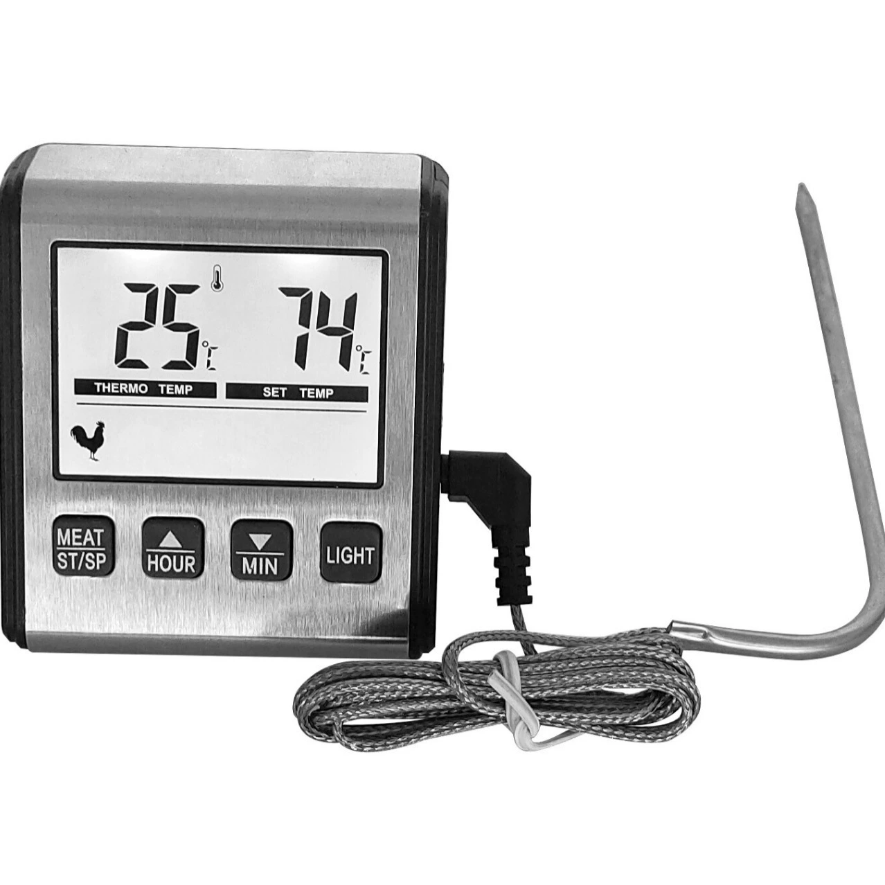 Новый электронный термометр для барбекю TP710, часы для температуры пищи для барбекю с функцией сигнализации подсветки времени