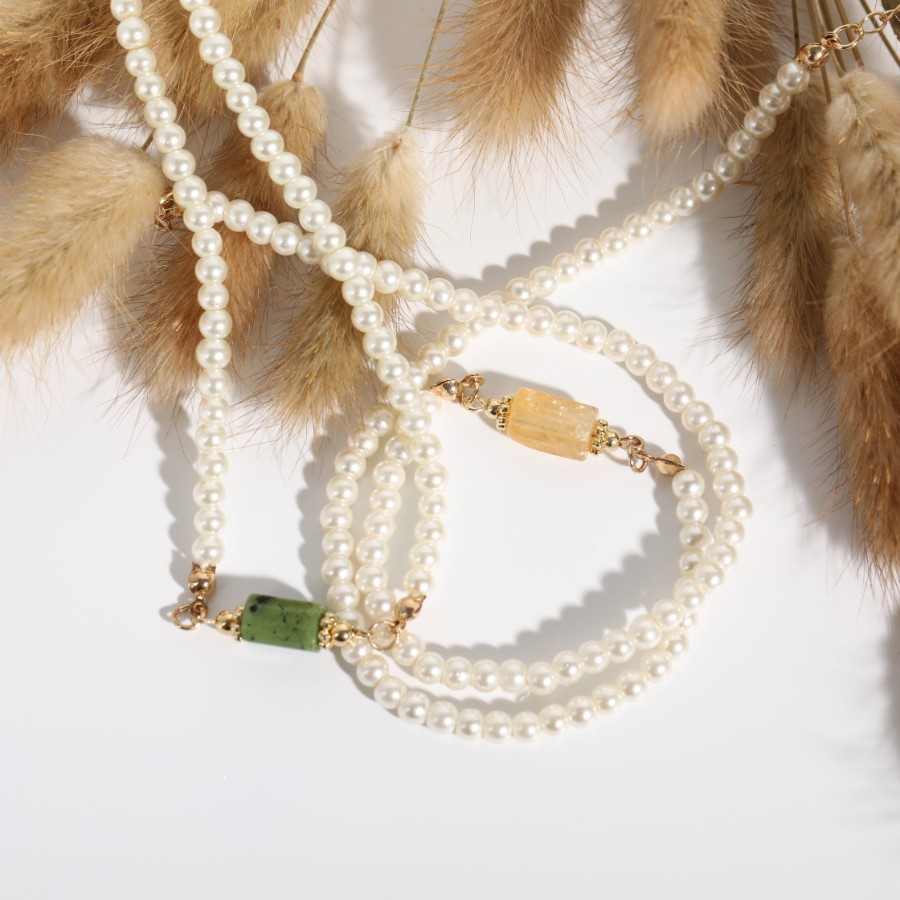 Mode Perlenkristall Spleißen Edelstahl Pullover Kette Großhandel Nihaojewelry display picture 4