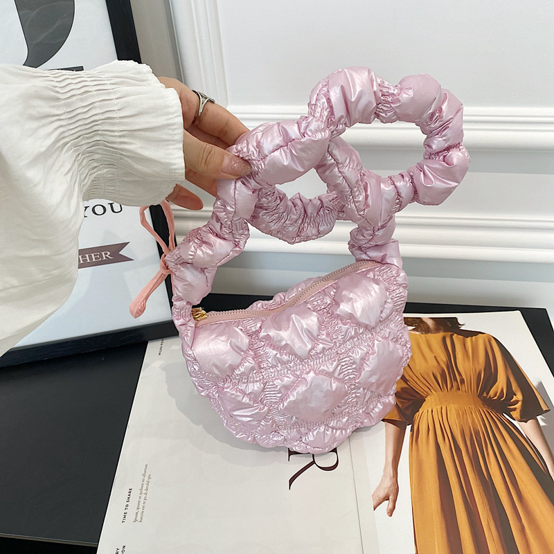 Estilo coreano nube plisado bolsa pequeña bolsa bolsas nuevo nicho de alto grado brillante cara puff dumpling hombro bolsa de las axilas para las mujeres