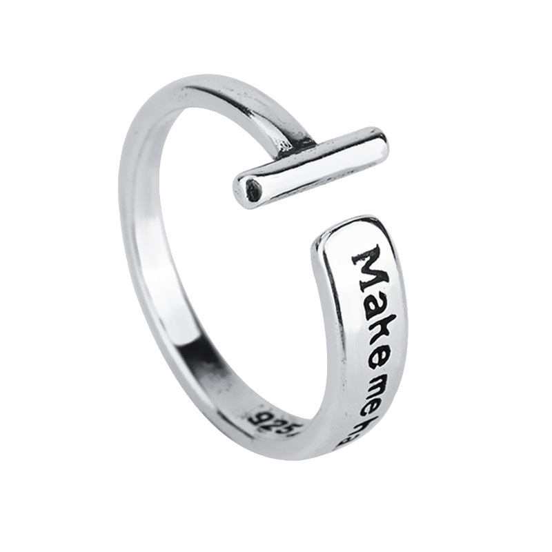 レトロなアルファベットの指輪の組み合わせins韓東大門ヒップホップはs 925銀の英語の指輪の対外貿易の卸売りをめっきします。