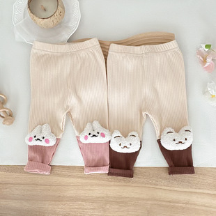 Baby super cute leggings 0-2 years old spring Korean children's clothing baby girl three-dimensional doll pants children's casual pants