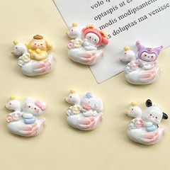 かわいい白鳥サンリオクリームゴムアクセサリーヘアピン携帯ケース靴バックル電気自動車パッチdiy材料バッグ