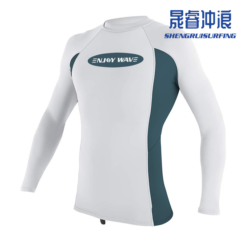 男士长袖冲浪服潜水服沙滩防晒服莱卡衣浮潜服抗UV50+泳装防晒衣