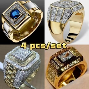 Sanjie cross-border TEMU hot men's ring fashion domineering men's ring combination set decorations factory direct sales