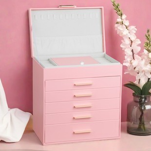 European-style Korean-style desktop decoration large capacity jewelry storage box new PU leather nail polish jewelry box