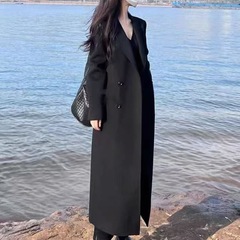 赫本风呢子大衣女秋冬季2025年新款韩系长款感西装毛呢外套