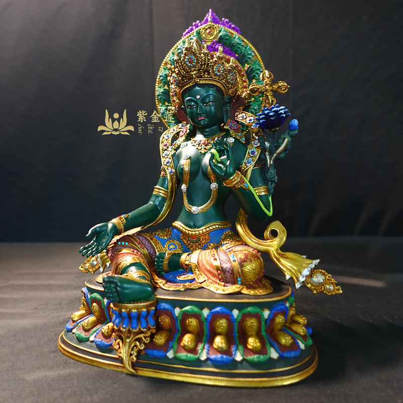 紫金蓮ネパールチベット工芸蔵伝密宗彩色画21度母純銅手彫り|undefined