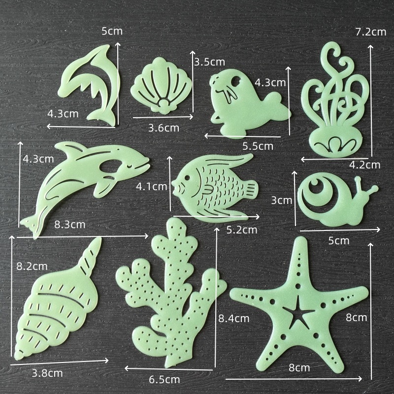 Animales pegatinas de pared luminosas flores plantas delfines peces dibujos animados juguetes transfronterizos pegatinas de refrigerador fluorescente pegatinas de ventanas luminosas