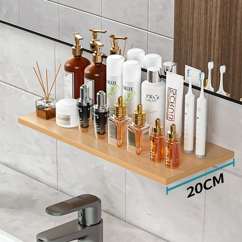 Espejo frontal almacenamiento rack nogal baño cocina almacenamiento rack madera maciza partición pared colgante rack