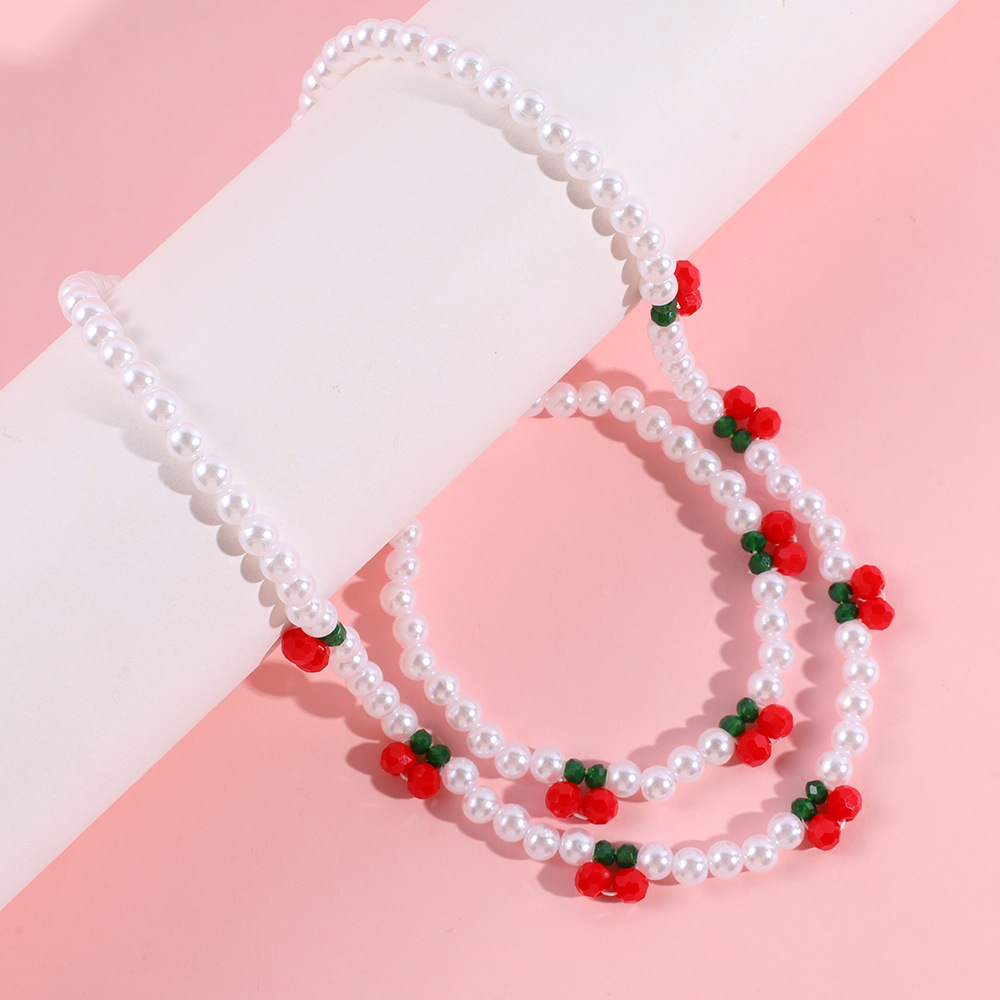 Bracelet Necklace Quantity Bracelet Necklace Sweet Cherry Acrylic Glass Kid'S Jewelry Set