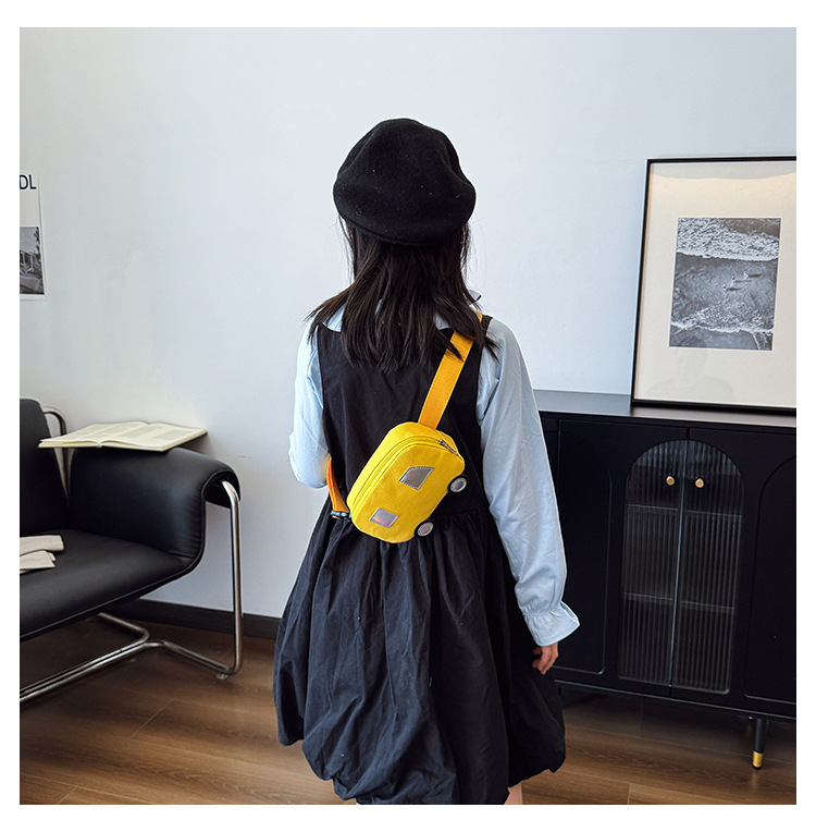 Niños Lienzo Color Sólido Lindo Hilo De Coser Cuadrado Cremallera Bolsas De Hombro display picture 7