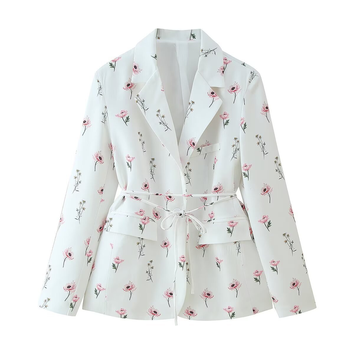 Blazer de estilo coreano con solapa y lazo en la cintura, holgado y a la moda, disponible en stock, nueva colección de principios de otoño 2025, estilo europeo y americano transfronterizo.