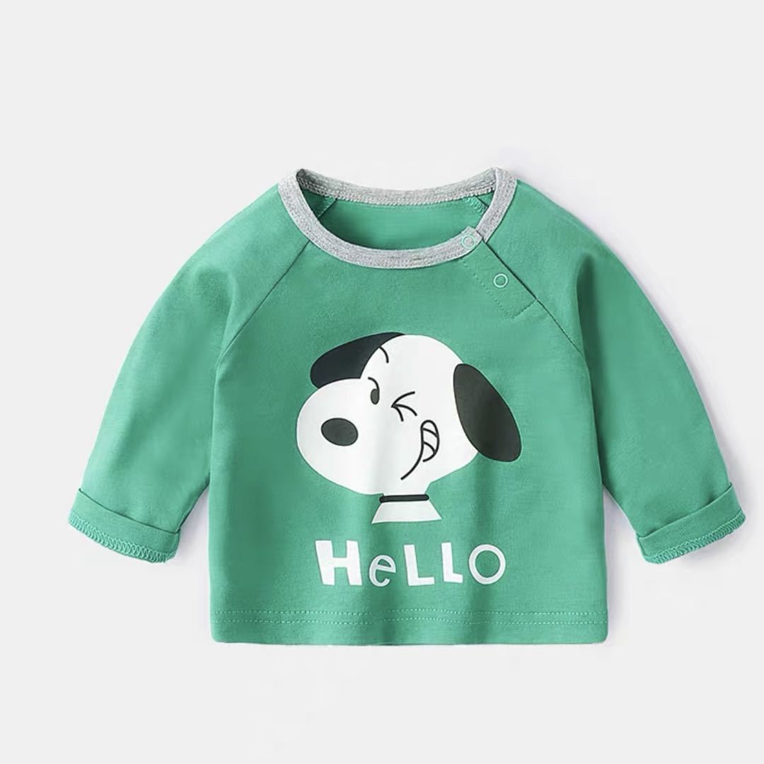 赤ちゃんの春と秋のtシャツの長袖の純綿はかわいいです。