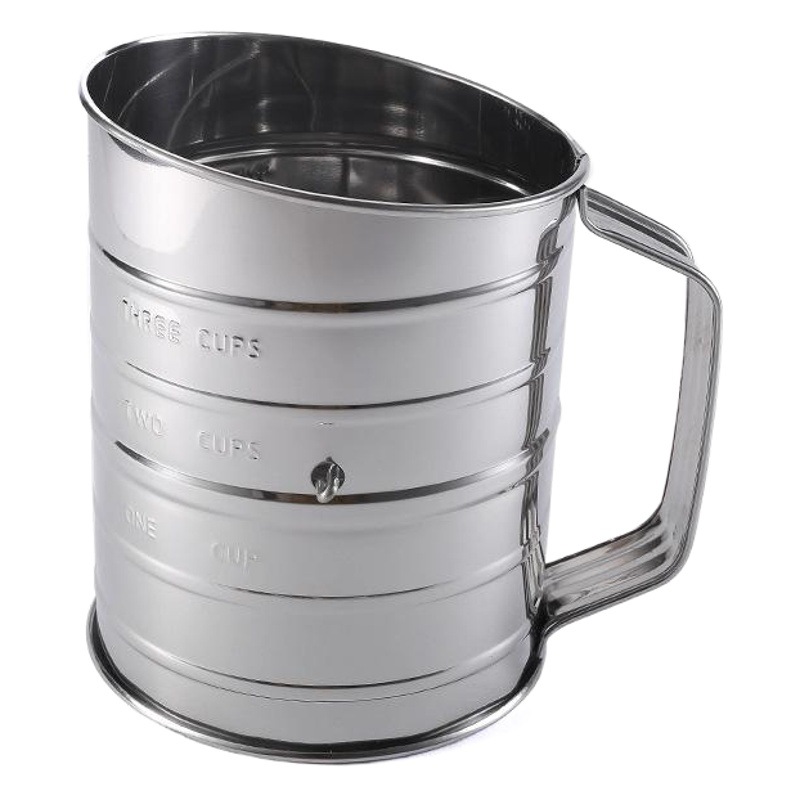 Amazon taza de acero inoxidable tamiz de harina de mano oblicua escala tamiz de harina herramienta para hornear pastel de pan