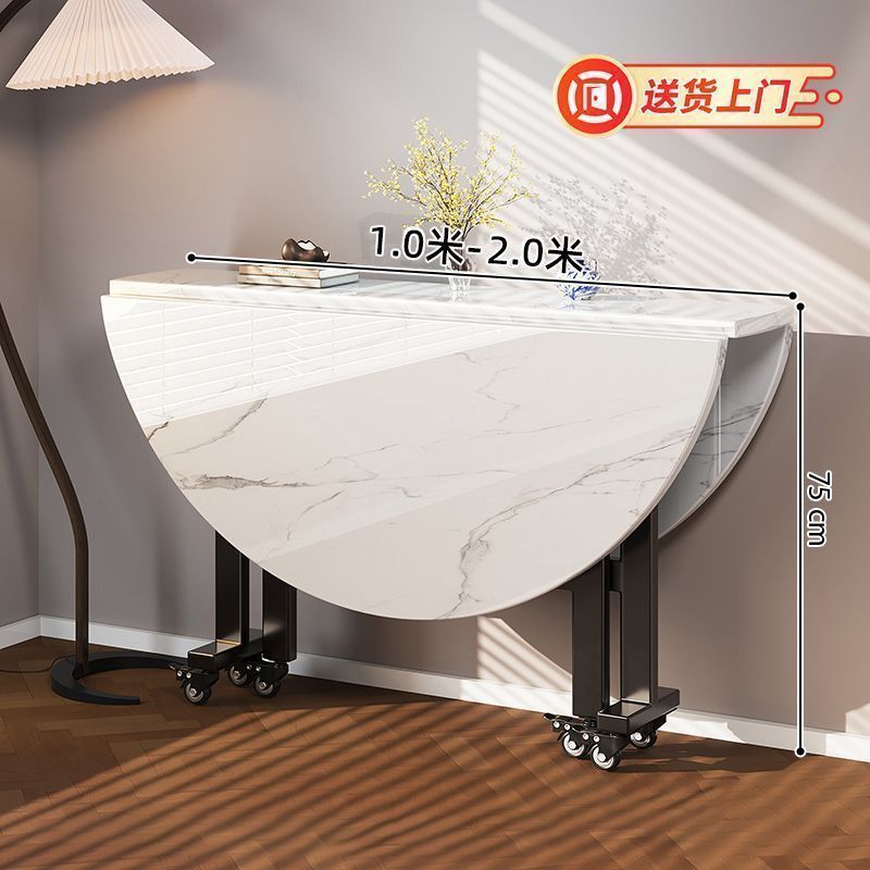 折叠桌餐桌家用小户型吃饭桌子出租房简易饭桌现代简约10人大圆桌|undefined