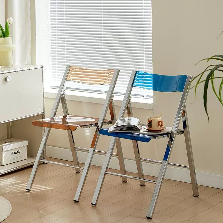 Оптовая продажа утолщенных акриловых складных стульев для дома, модный обеденный стул в стиле ins с высокой спинкой, современный простой стул для отдыха.