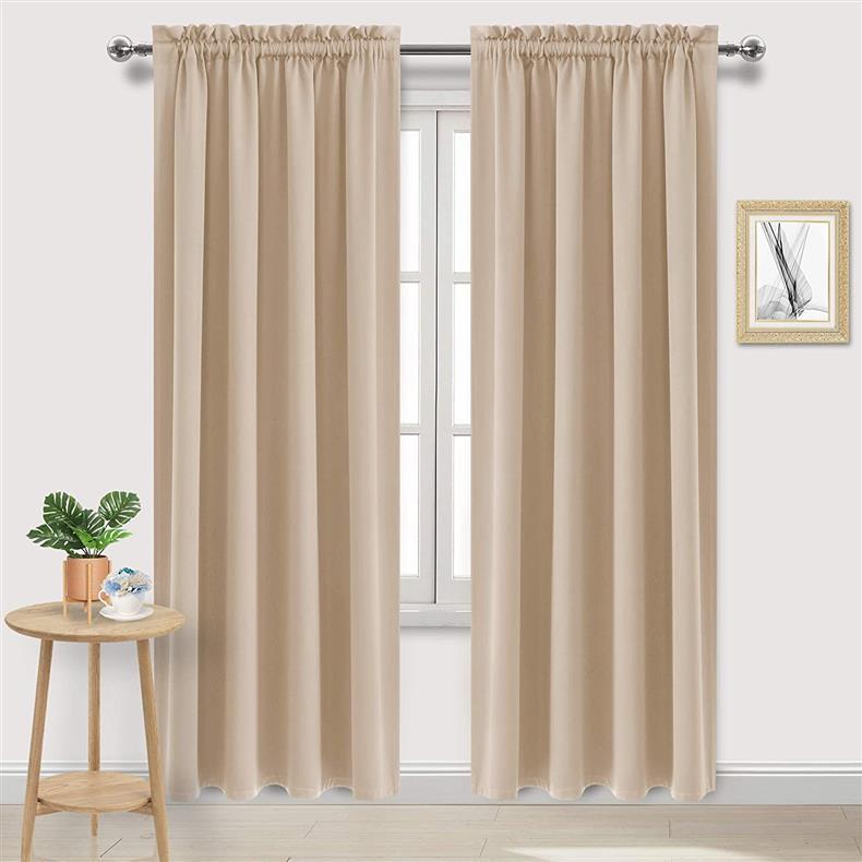 high light shielding heat insulating energy saving bedroom kitchen blocking curtains Nordic solid color black silk blackout curtains_voghion.com