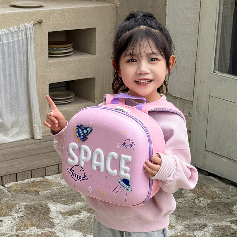 Mochila de dibujos animados para niños y niñas, lindas luces iluminadas, cohetes espaciales, mochila para bebés, nueva mochila infantil de cáscara dura transfronteriza