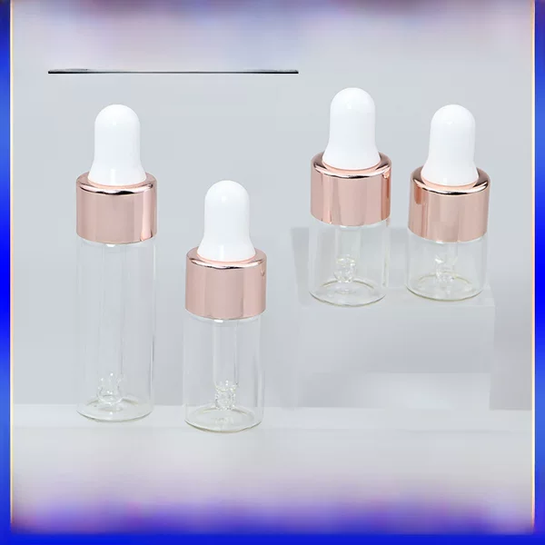 Cross-border hot sale 2ml transparent dropper essence bottle 3ml rose gold ring essential oil sub-bottle 5ml trial sample bottle