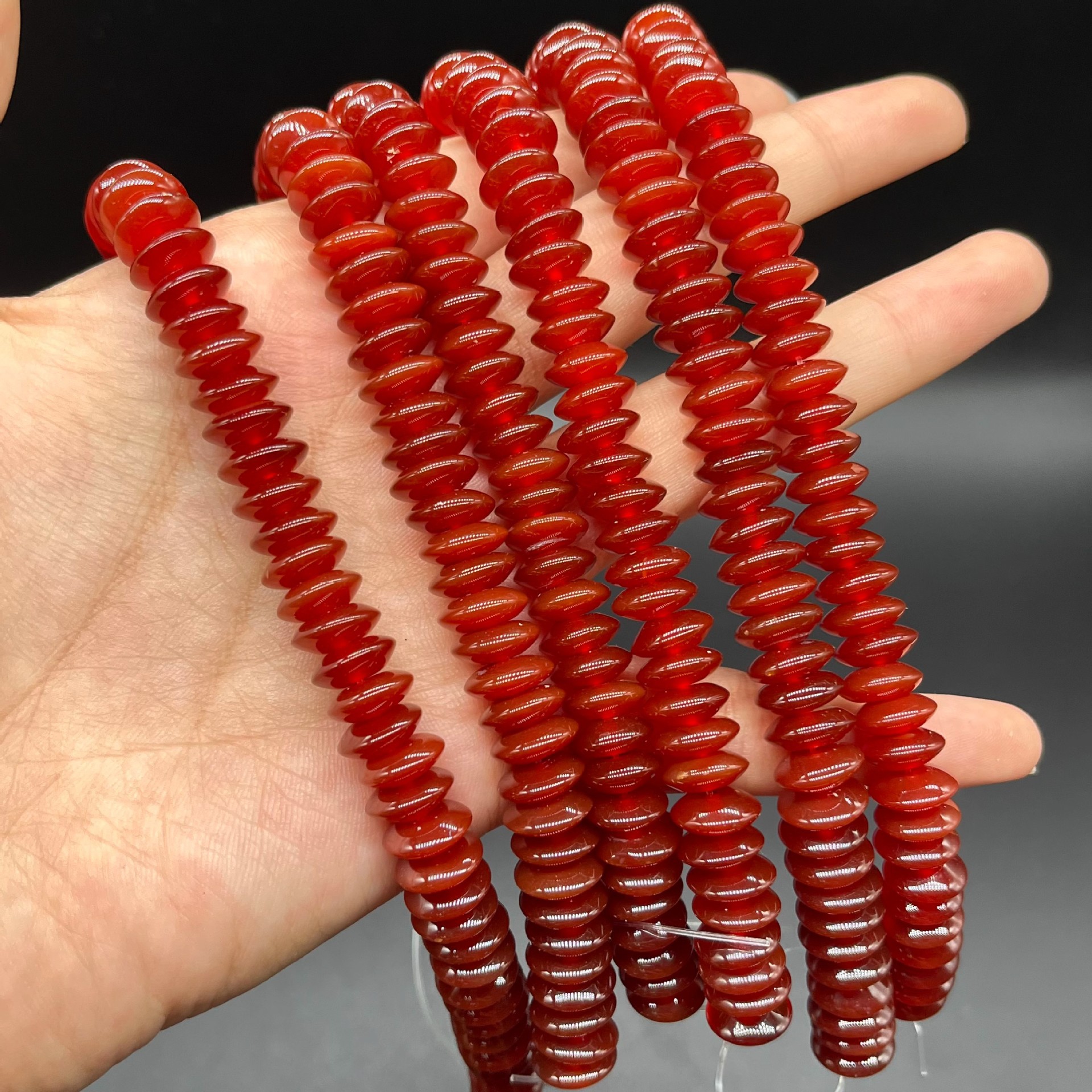 Red and Black Agate UFO Bead Half-Finished Separating Beads Flat Beads DIY Handmade Stringing Jewelry with King Star Moon Matching
