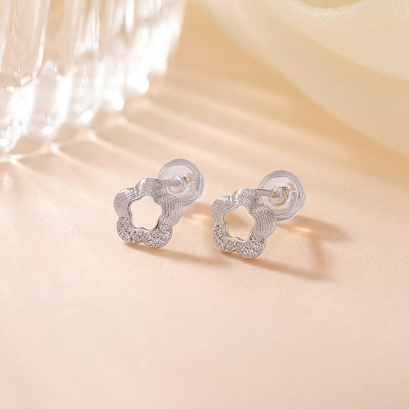 Bông tai stud bạc S925 mạ vàng hình hoa nhỏ thời trang — Loại bạc