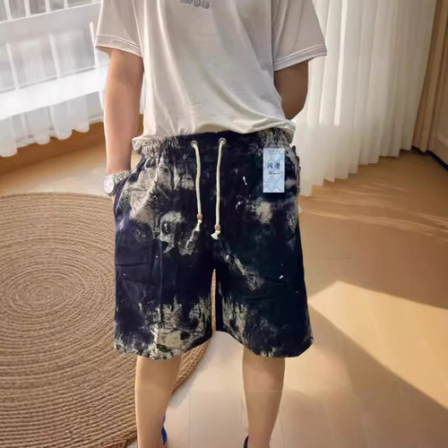 Men's Beach Shorts Casual Cotton Linen Shorts Men Summer Surfing Rafting Home Sanya Ethnic Style Dai Ethnicity Big Pants for Men