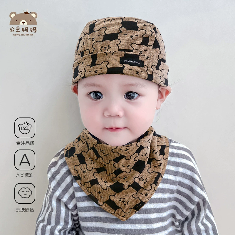 Новый комплект: шапочка и нагрудник для мальчиков и девочек, треугольный шарф, детские товары, нагрудник-шапочка с принтом в виде мультяшного пирата