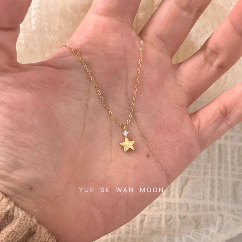 锆石拉丝星星项链简约ins韩系独特个性冷淡风锁骨链女新款|undefined
