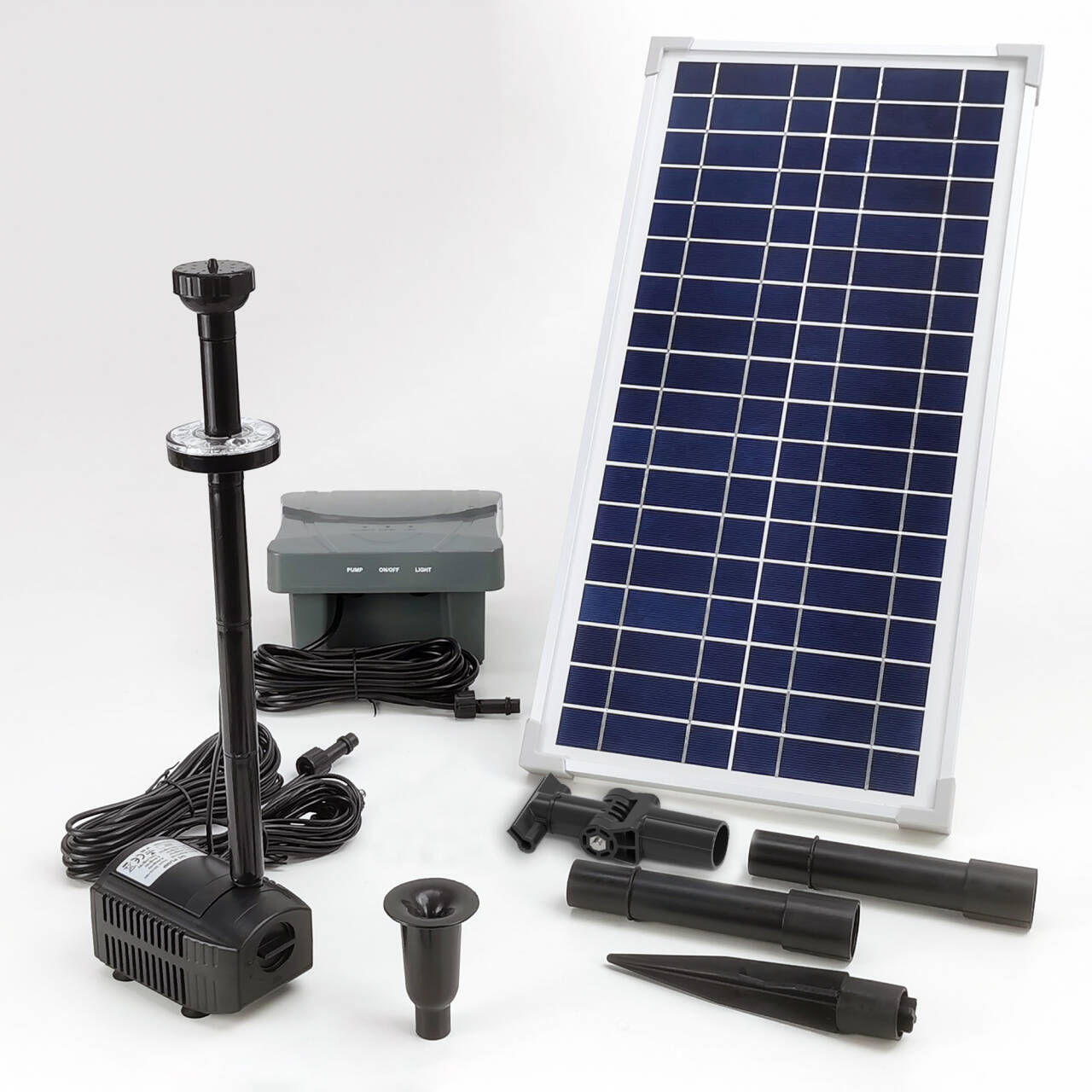 15W/18V LED灯太阳能喷泉泵带电池包花园池塘造景-SPBL15-361212E