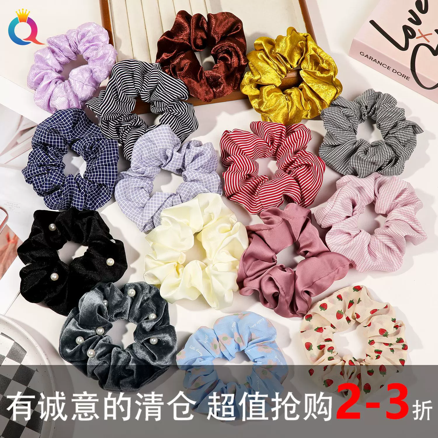 奇阅亚马逊秋冬大肠发圈扎发绒布大肠圈高级感头绳发绳尾货处理