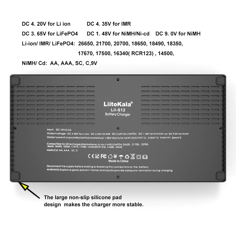 Зарядное устройство LiitoKala Lii-S12 18650 21700 9V 12 слотов с ЖК-дисплеем