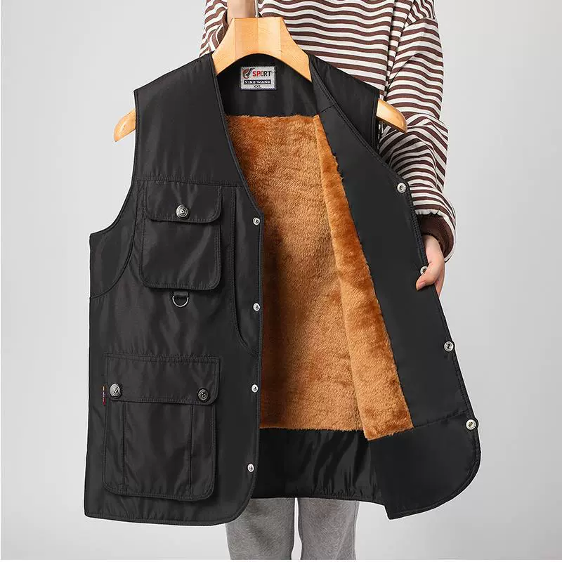 Жилет папа большой размер мужчина среднего возраста шерстяной вкладыш плюс чехол для лошади средний возраст плечо мужской жилет толстый хлопок