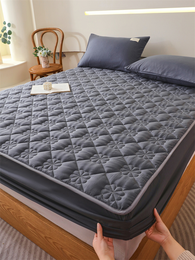 Color sólido pro-piel lavable algodón cama de algodón cama de comercio exterior cama de algodón máscara de cama a prueba de polvo gruesa cubierta protectora de Simmons