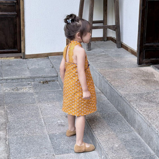 New Chinese Style Girls' Cheongsam 2025 Summer New Chinese Style Baby Girl Retro Floral Dress Vest Skirt