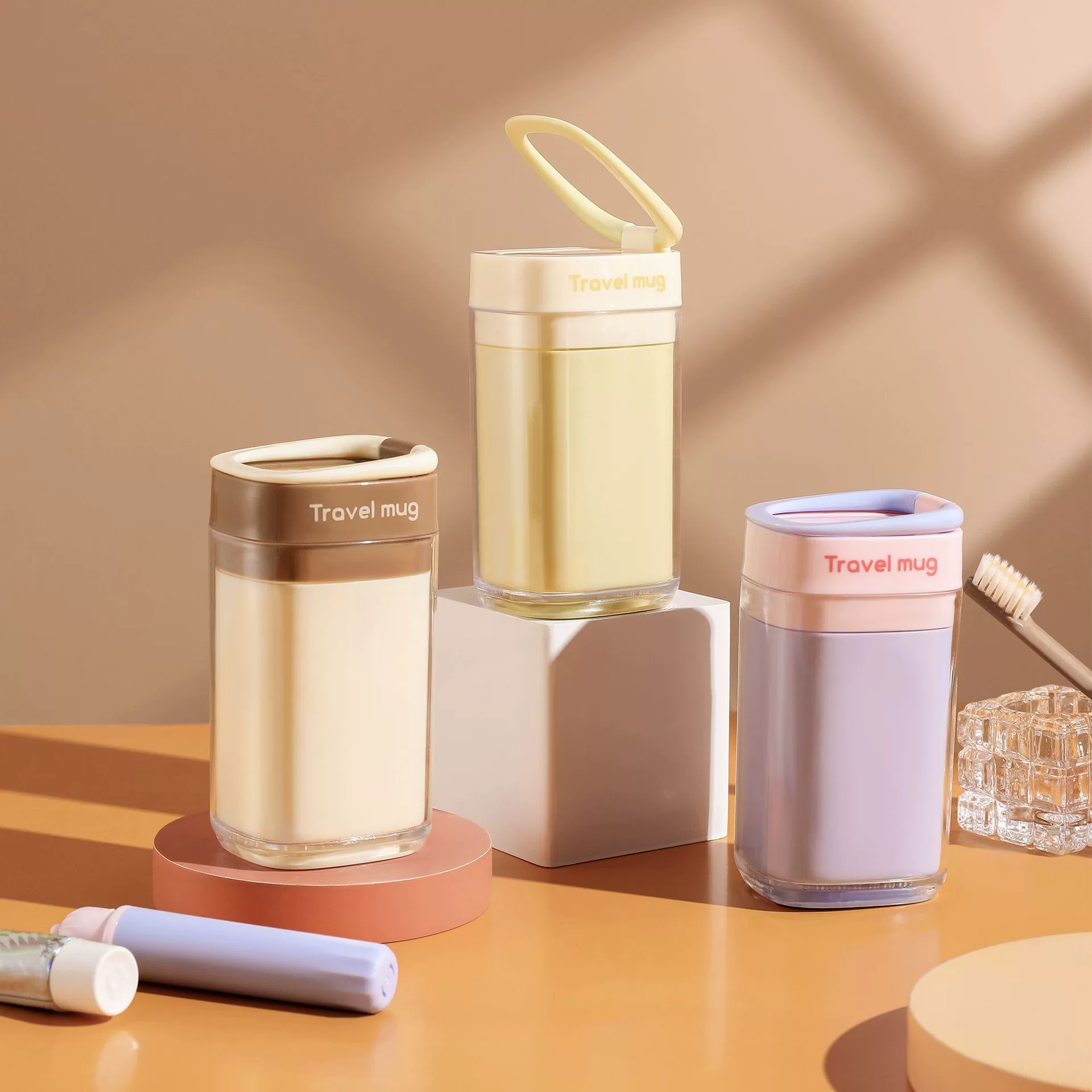 Набор для мытья путешествий Портативный стакан для полоскания рта Чашка для полоскания рта Зубная паста Чашка для зубов Туризм Складная зубная щетка