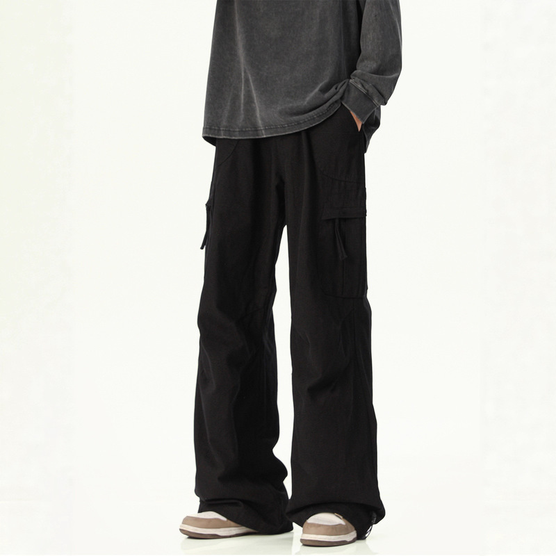 Melard Brown Work Pants for Men, Summer American Hip-Hop Style, Large Pocket Parachute Pants, High Street Retro Casual Long Pants Melard Brown Work Pants for Men, Summer American Hip-Hop Style, Large Pocket Parachute Pants, High Street Retro Casual Long Pants