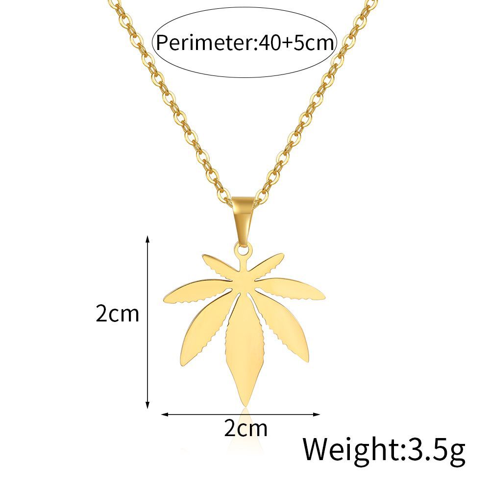 Retro Maple Leaf Titanium Steel Pendant Necklace Plating Stainless Steel Necklaces