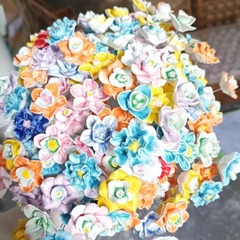景徳鎮の陶磁器のシミュレーションの花の針金の花束のDIYの装飾品の手は陶磁器の花の永遠の花をつまみます。