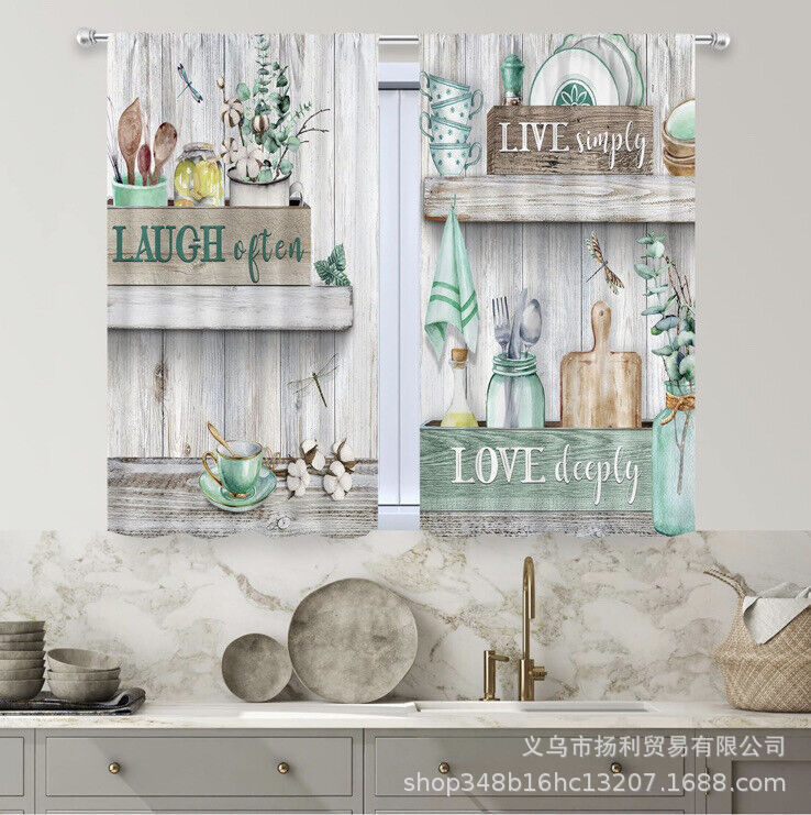 Amazon New Bedroom Kitchen Curtain Semi-shading Curtain Bedroom Living Room Insulation Short Curtain Finished Curtain