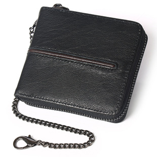 European and American men's short zipper bag cross-border leather wallet RFID coin bag anti-theft brush multi-function wallet
