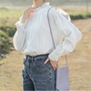 Spring shirt, white long-sleeve, top