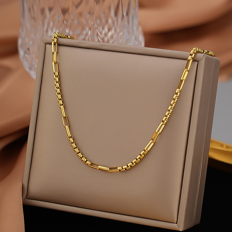 22【h213】pearl chain necklace gold