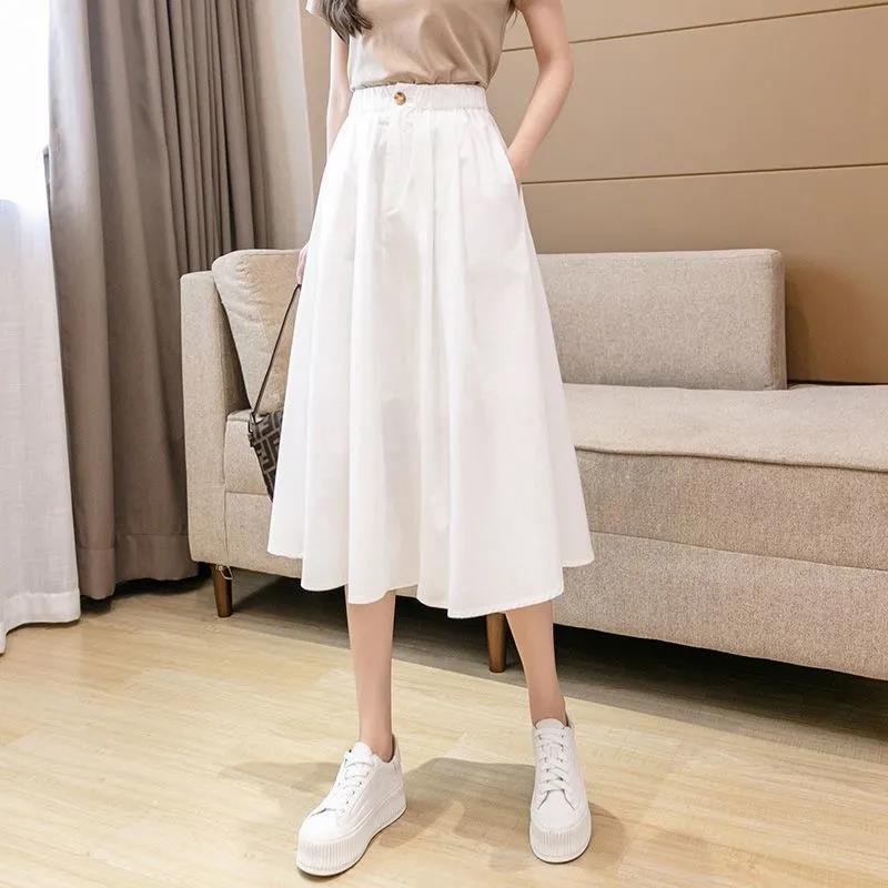 Fashion Workwear Mid-Length Umbrella Skirt High-Waisted Slimming Petite Korean Versatile A-Line Casual Flared Skirt Fashion Workwear Mid-Length Umbrella Skirt High-Waisted Slimming Petite Korean Versatile A-Line Casual Flared Skirt