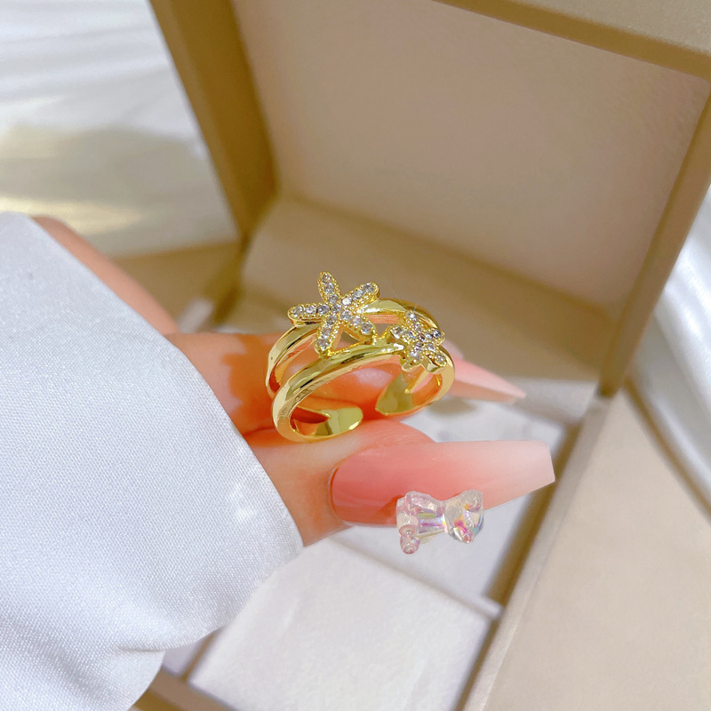 Offener Seesternring Für Damen Im Modischen Luxus-stil Silber_voghion.com