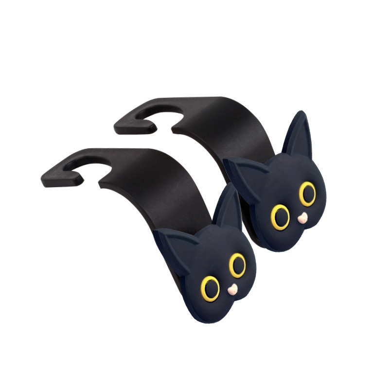 Boom 3D Cartoon Cat Asiento de fila trasera Gancho multifuncional Gancho pequeño de artículos colgantes ocultos creativos