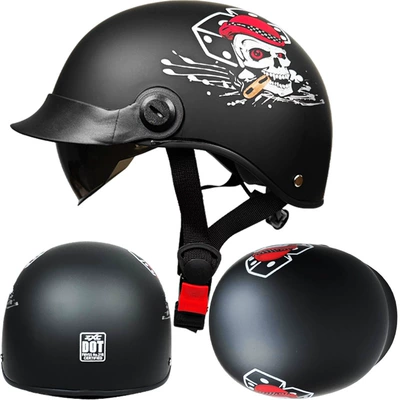 Cross-Border Export Zxc Retro Half Motosiklet kaskı (dəbilqə) - pirate-regulator-suitable-for-head-circumference-55-61cm