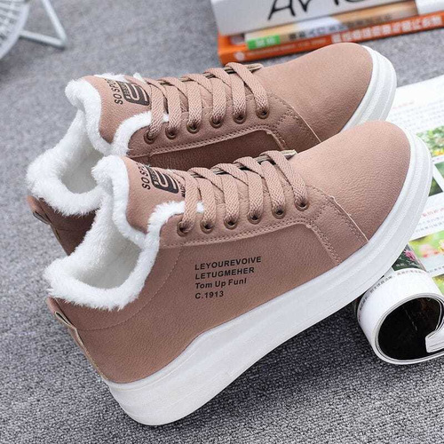 Winter cotton shoes for women, fleece-lined sports flat sneakers, new snow boots, warm casual shoes for students.