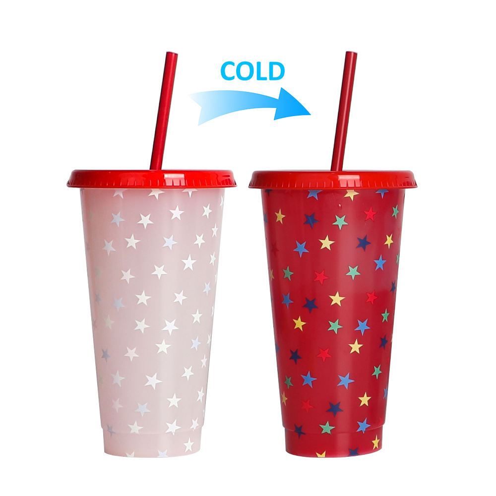 Spot transfronterizo de 710ml taza de plástico de color frío de gran capacidad PP taza de té con leche bebida fría con taza de paja con fábrica de inspección NBCU