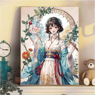 Baihua fairy cross stitch 2024 New style living room full embroidery cartoon bedroom cute beauty handmade embroidery hanging painting