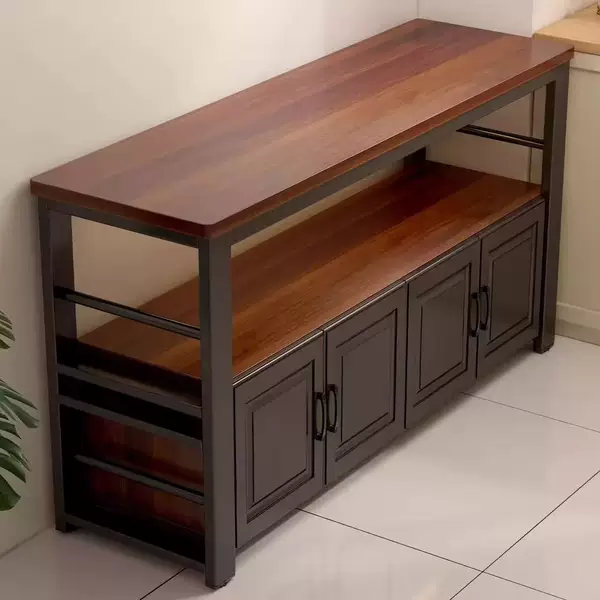 Microwave Oven, Multi-Layer Sideboard Cabinet, Storage Cabinet, Floor-Standing Multi-Functional Workstation, Vegetable Cutting Table, Light Luxury